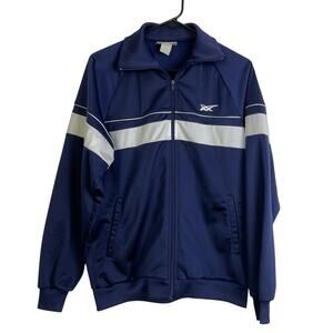 Asics Tiger Track Jacket Mens Large Blue White Full Zip Retro Athletic Zip Up